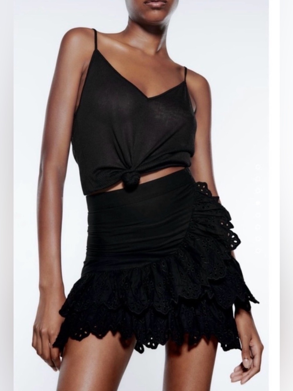 ZARA Eyelet Ruffle Mini Skirt SIZE: SMALL